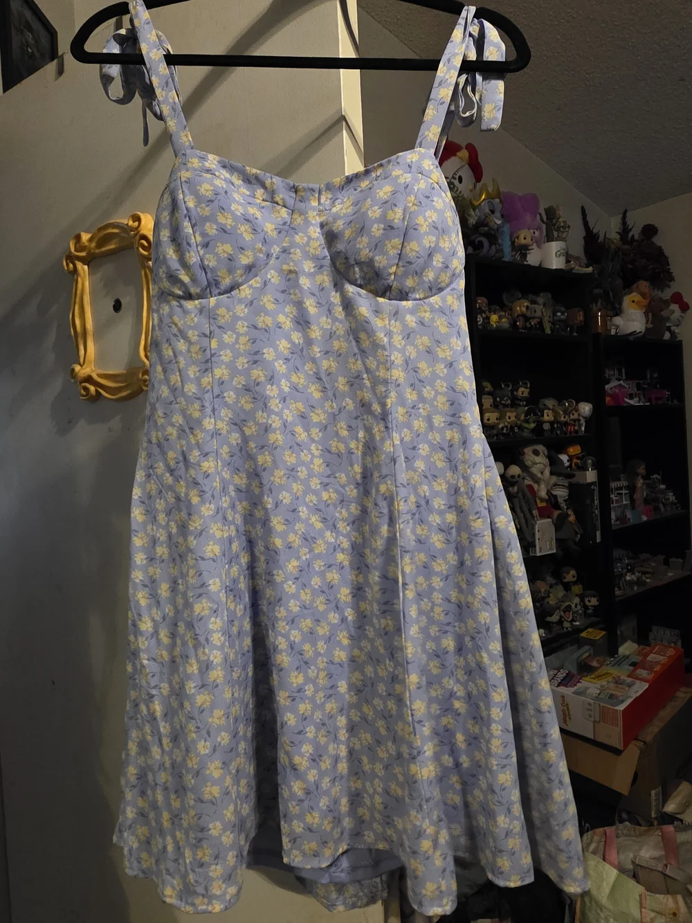 Lily Rose Light Blue Daisy Print Tie-Strap Sundress